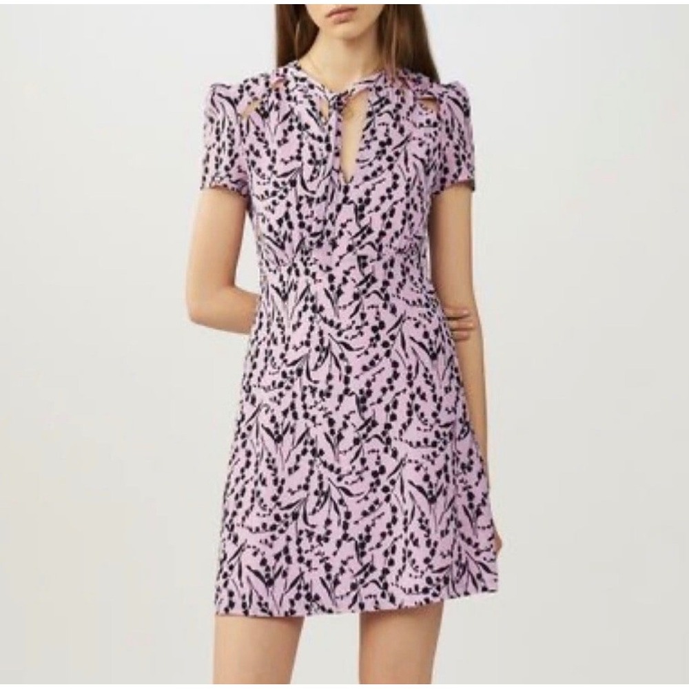 Maje Rambao Pink Floral Print Silk Mini Dress